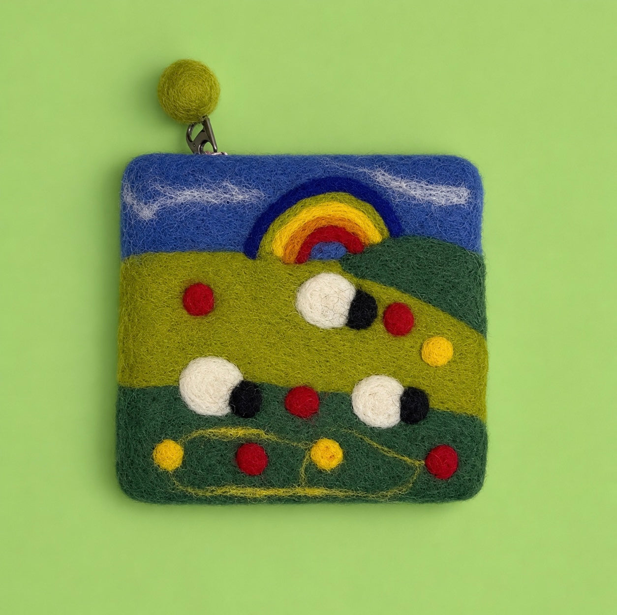 Handmade Felted Wool Rainbow Coin Purse
