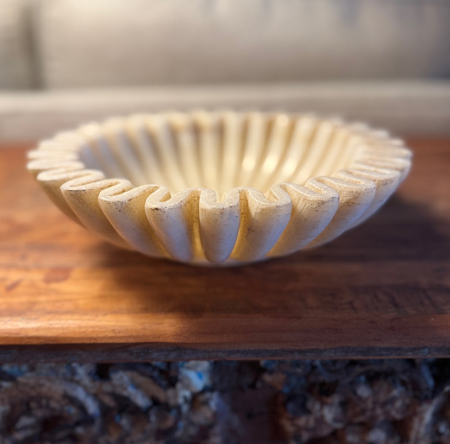 Large Fluted Marble Bowl