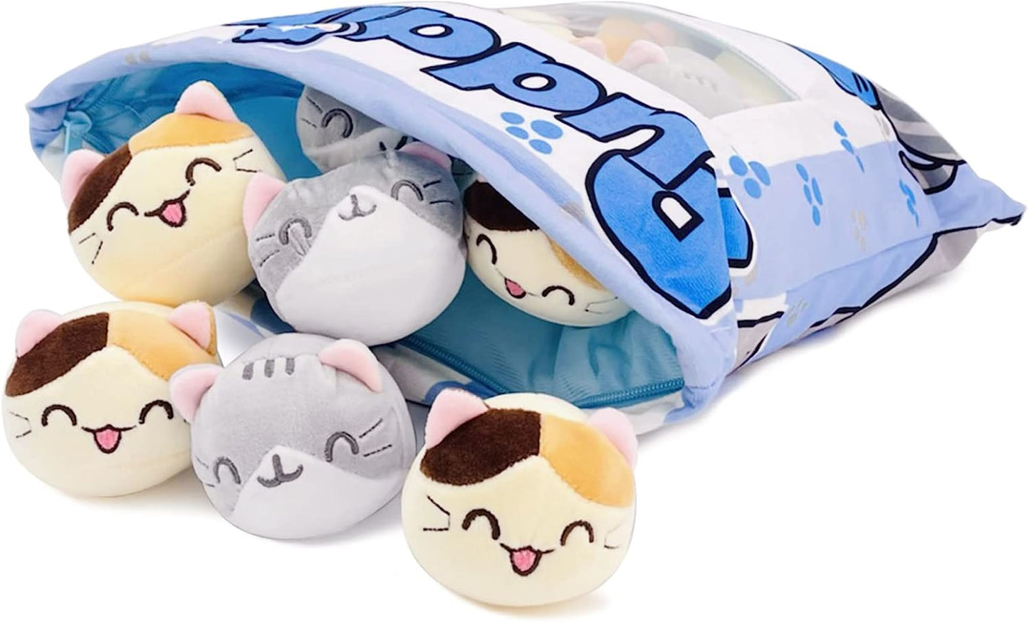 Plush Throw Pillow with 8 Plush Cats