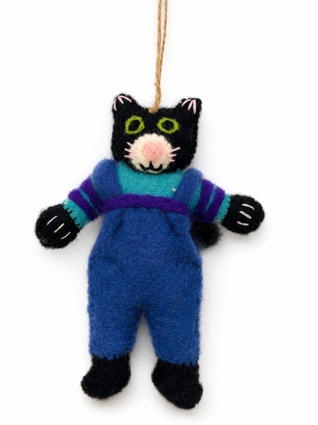 Handmade Felted Wool Black Cat