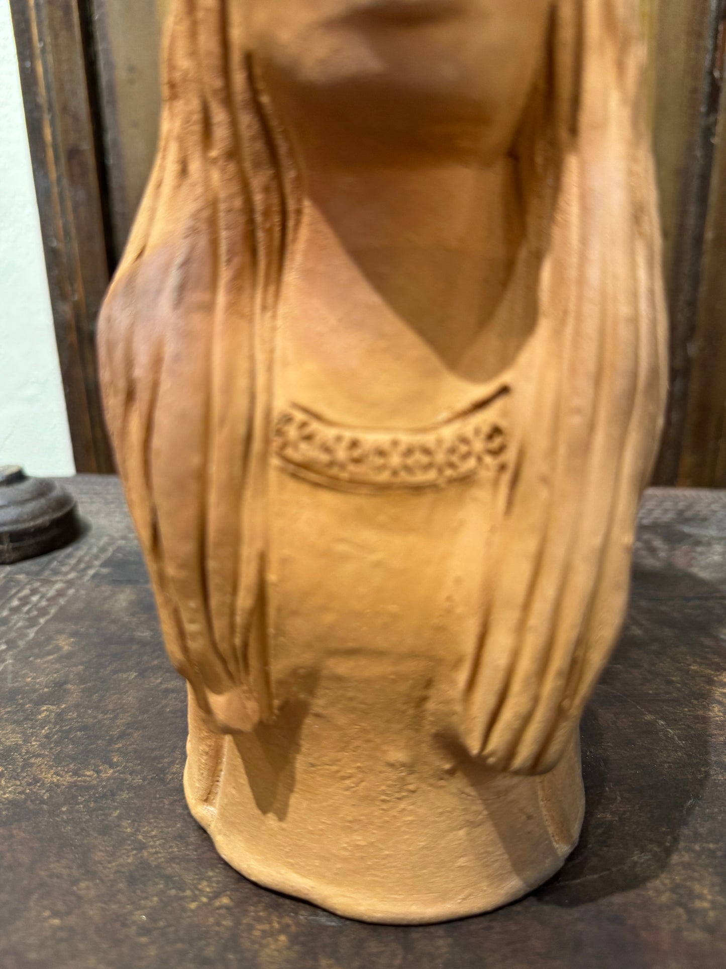 Handmade Pottery Lady Candle Holder made in San Antonio Castillo Velasco