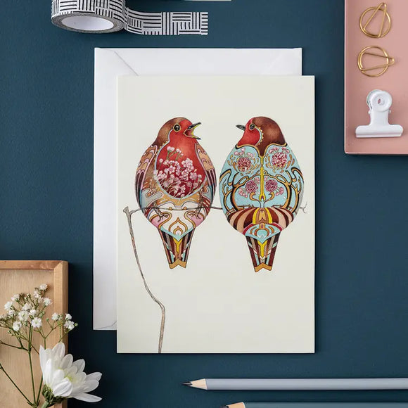 Two Robins Greeting Card