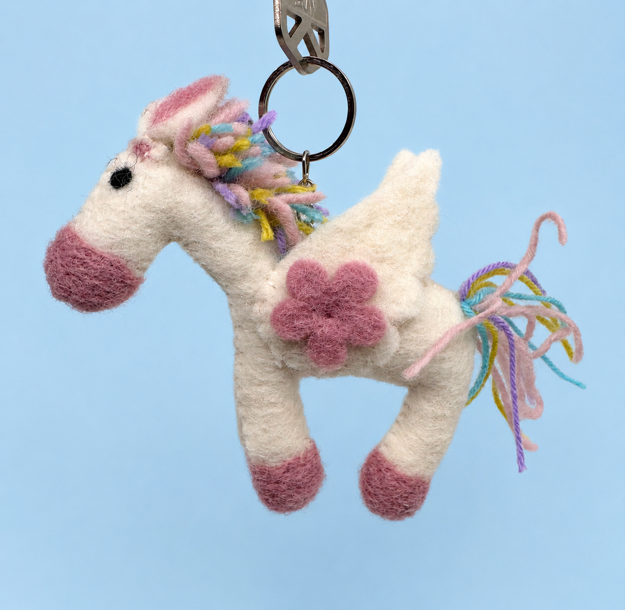 Handmade Felted Wool Unicorn Keychain