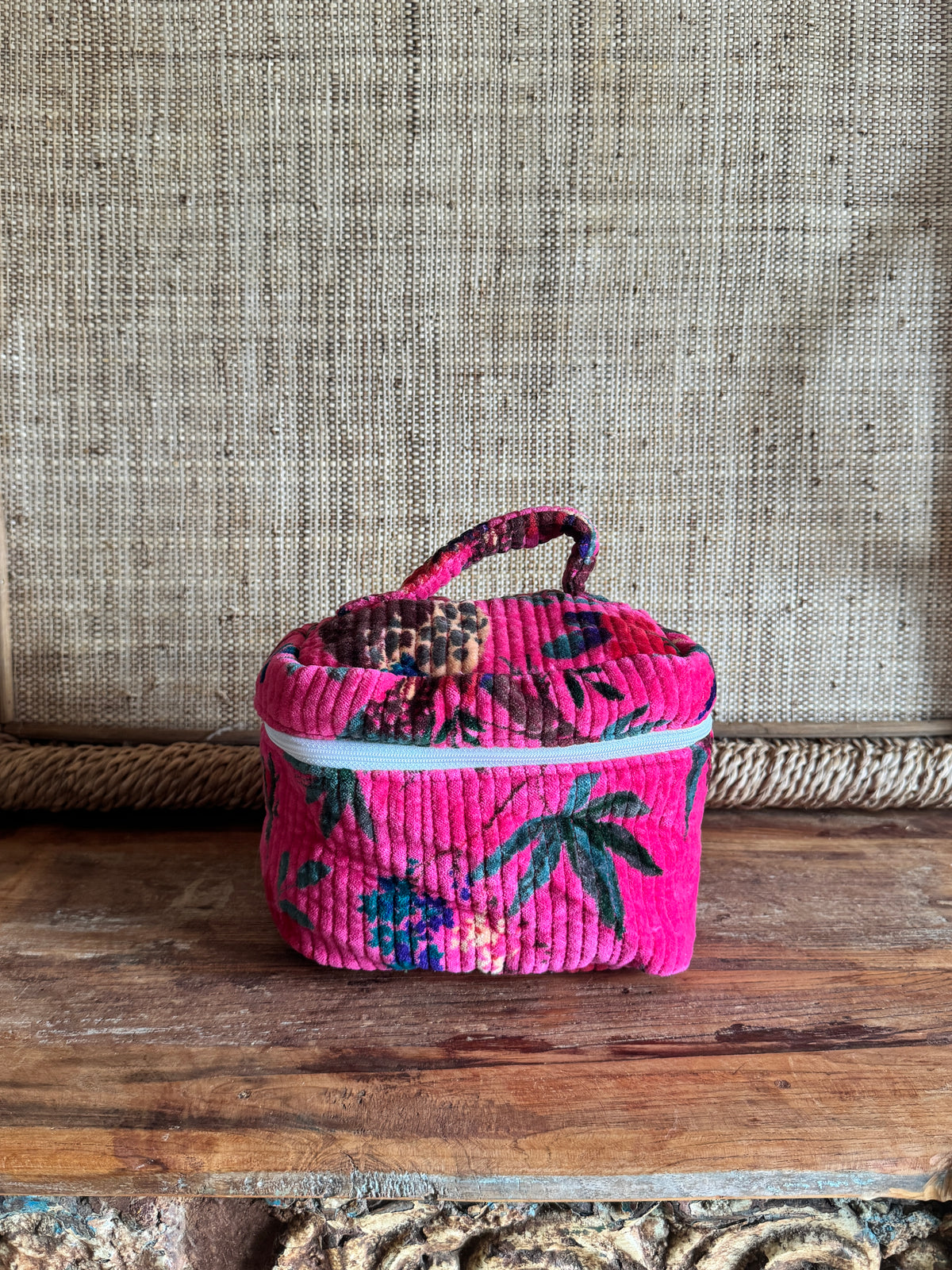 Velvet Makeup Pouch With Handle