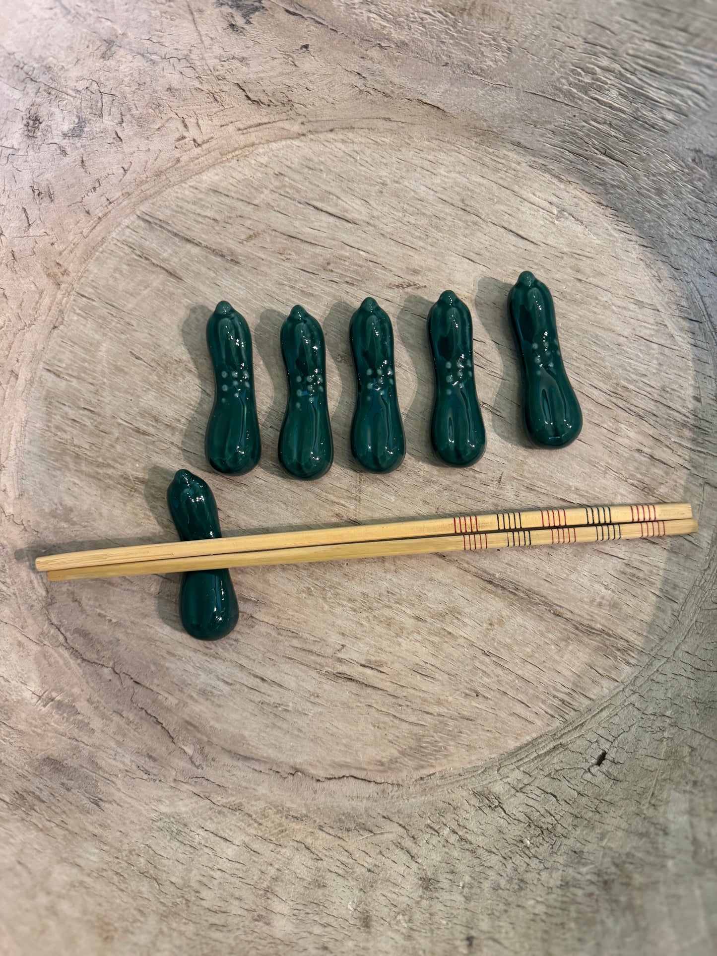 Green Zucchini Ceramic Chopstick Holder