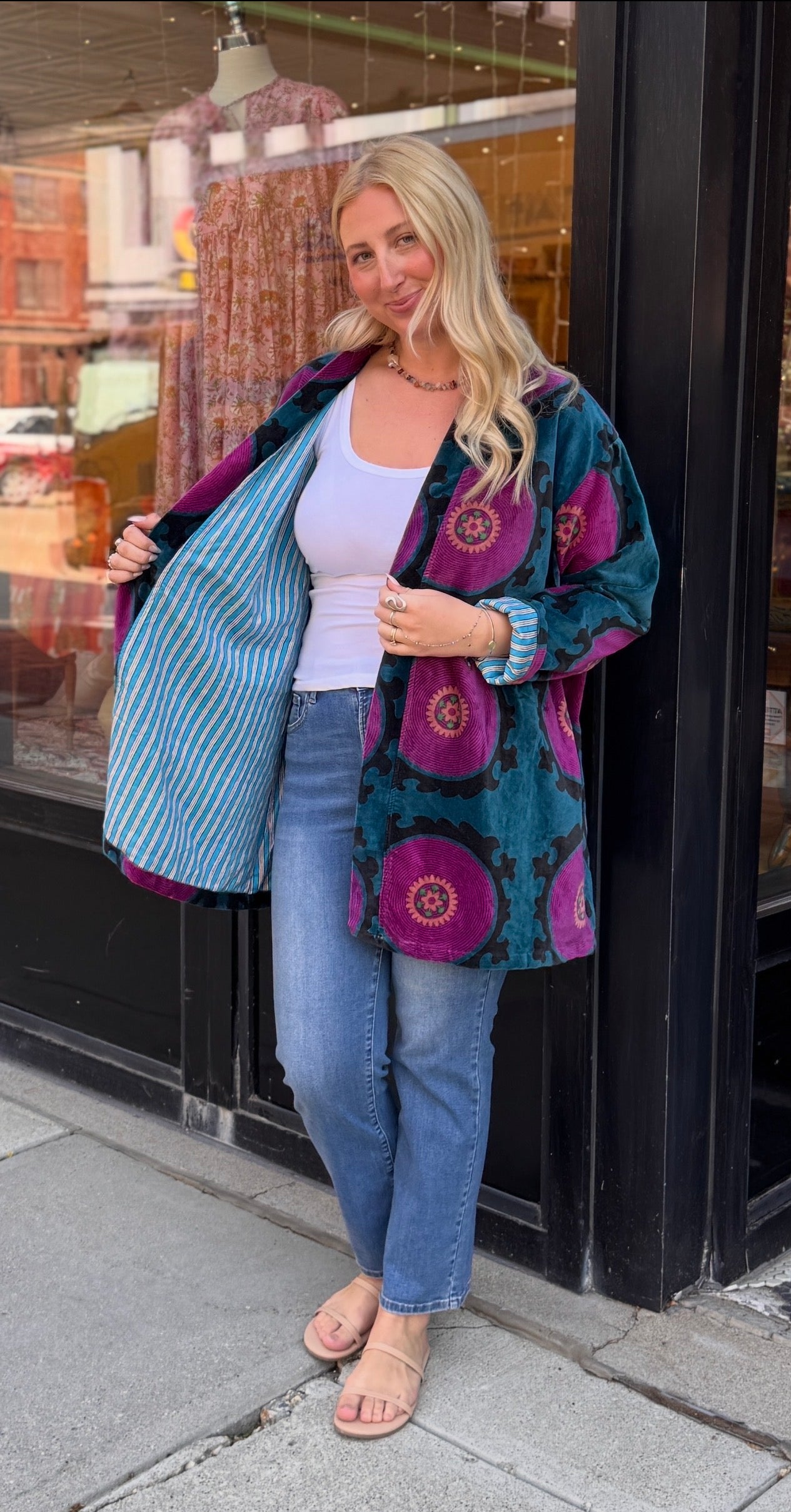 Velvet Free Size Turquoise & Hot Pink Circles