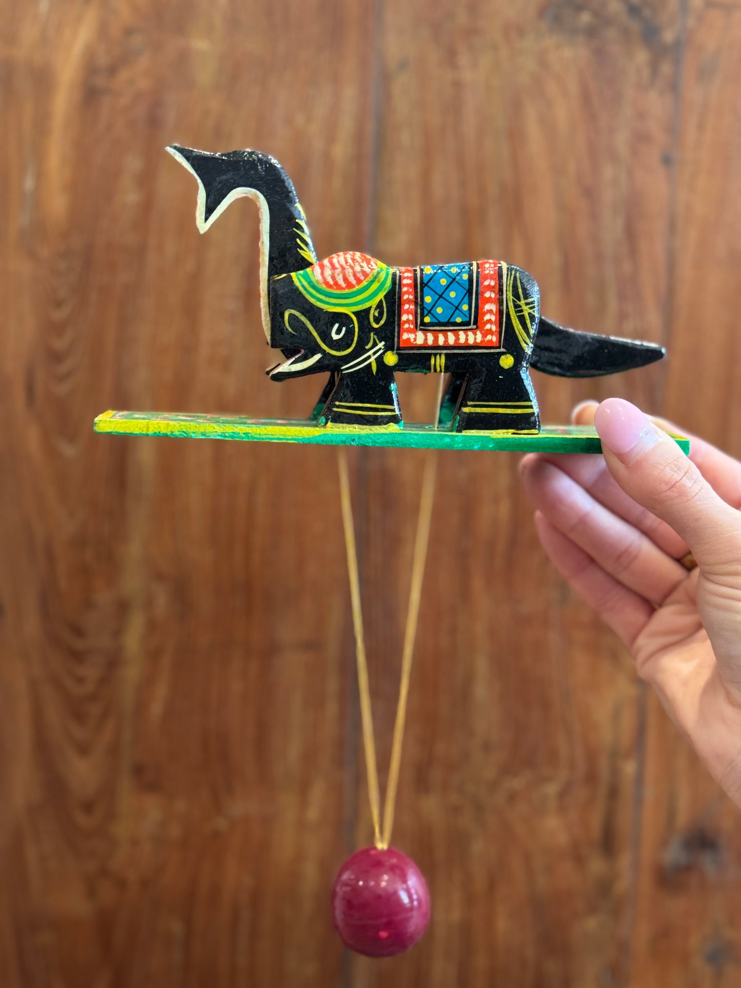 Vintage Style Wooden Elephant Toy