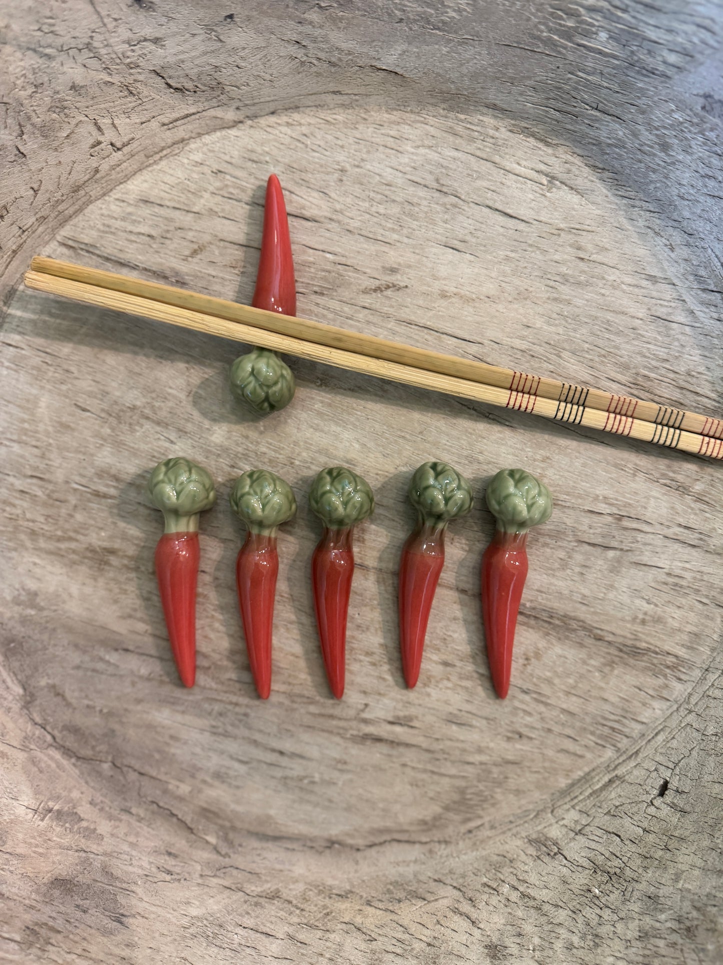 Carrot Ceramic Chopstick Holder Set of 6