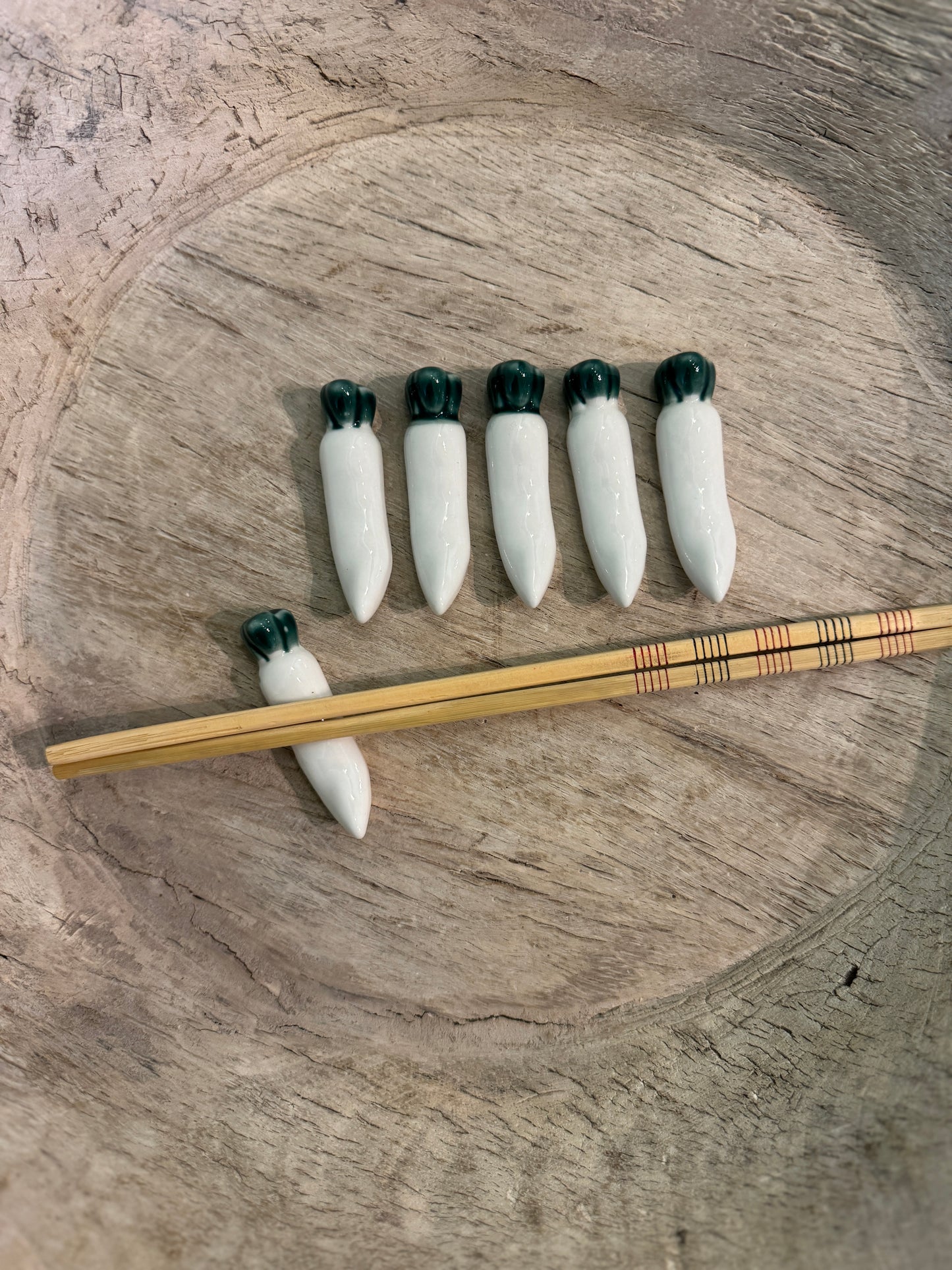White Radish Ceramic Chopstick Holders