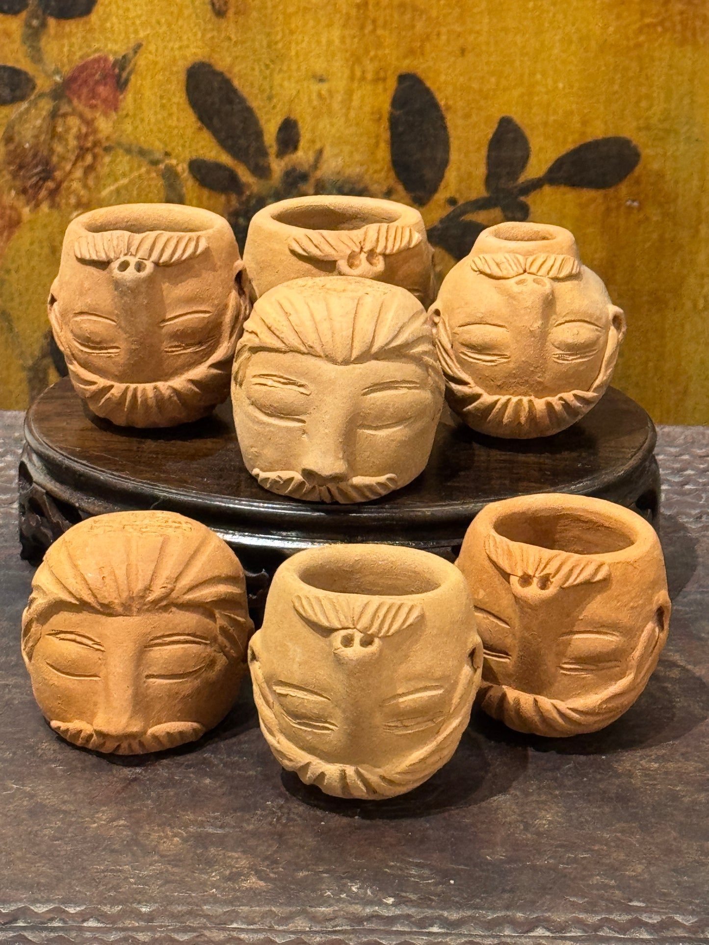 Handmade Pottery Upside Down Mustache Man Pot