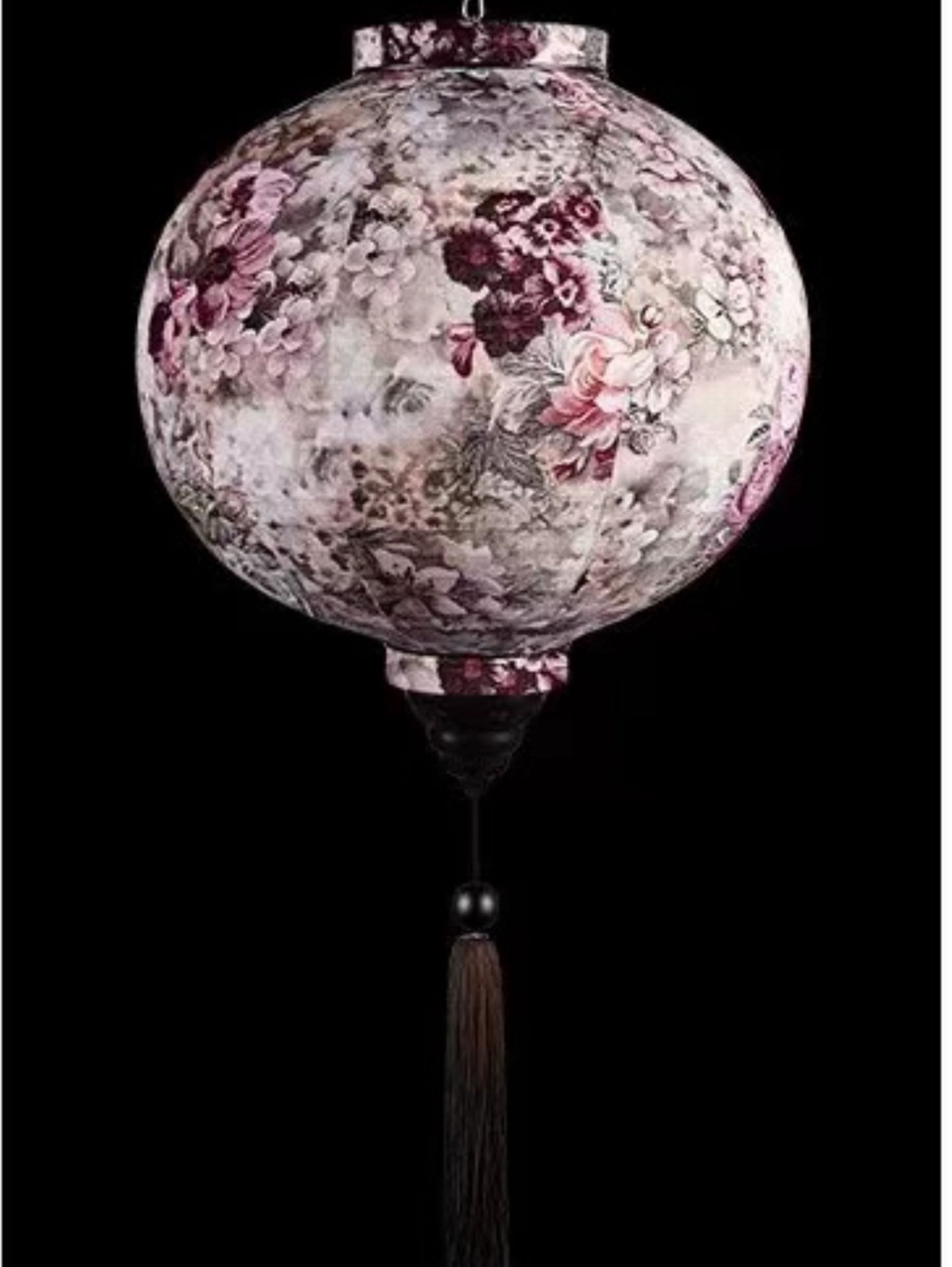 Purple Floral Nylon Hanging Lantern