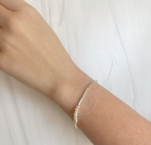 Silver Hematite & White Pearl Bracelet