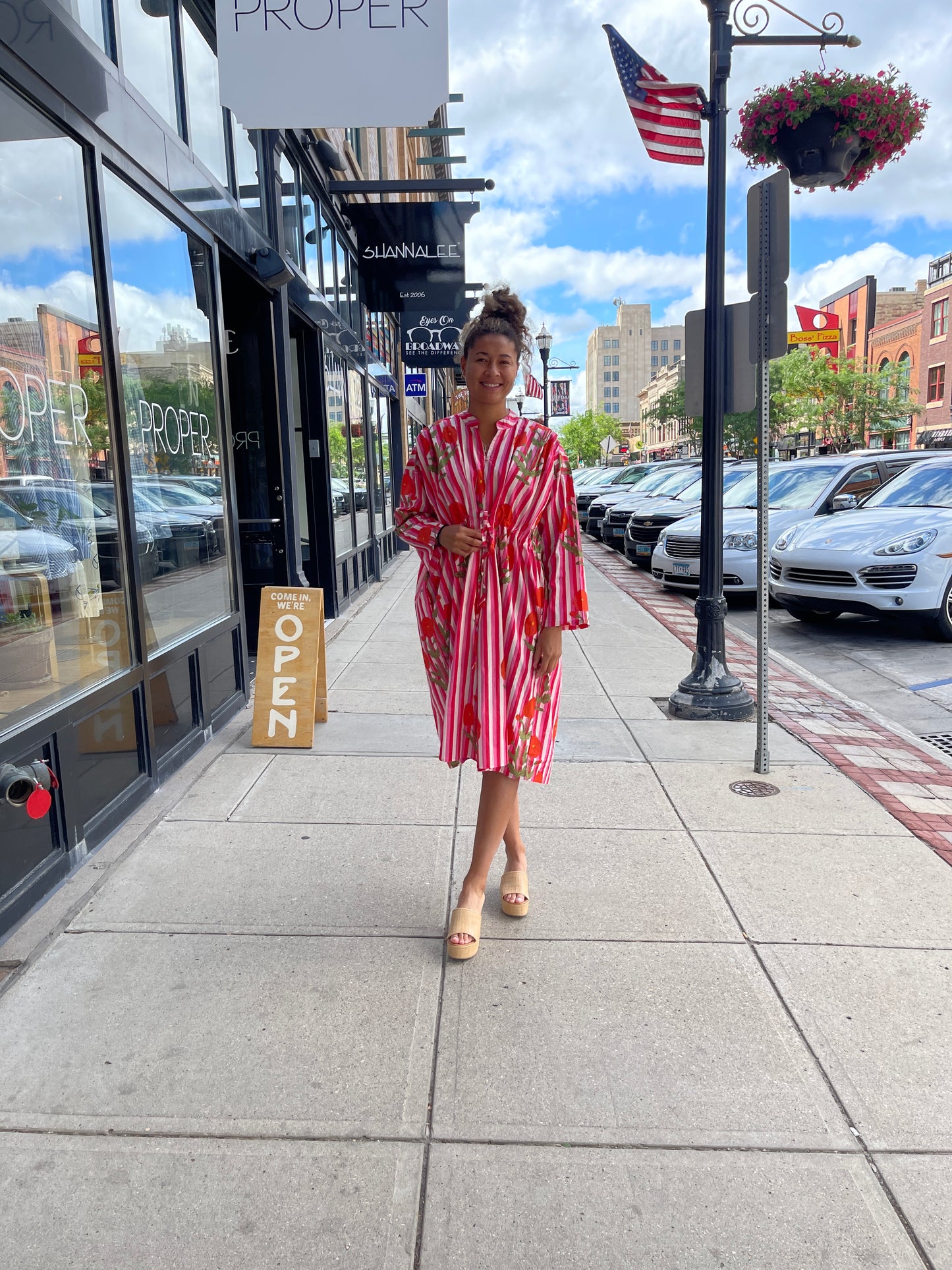 Floral Striped Block Print Dress