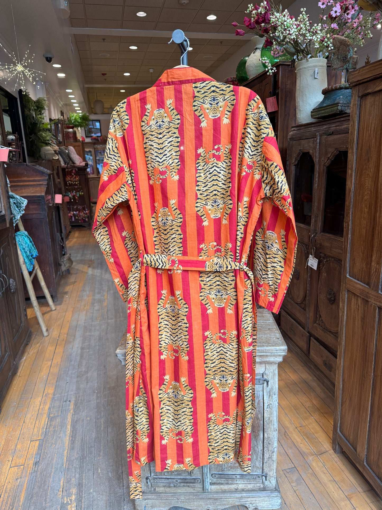 Tiger Print Orange Stripe Bathrobe