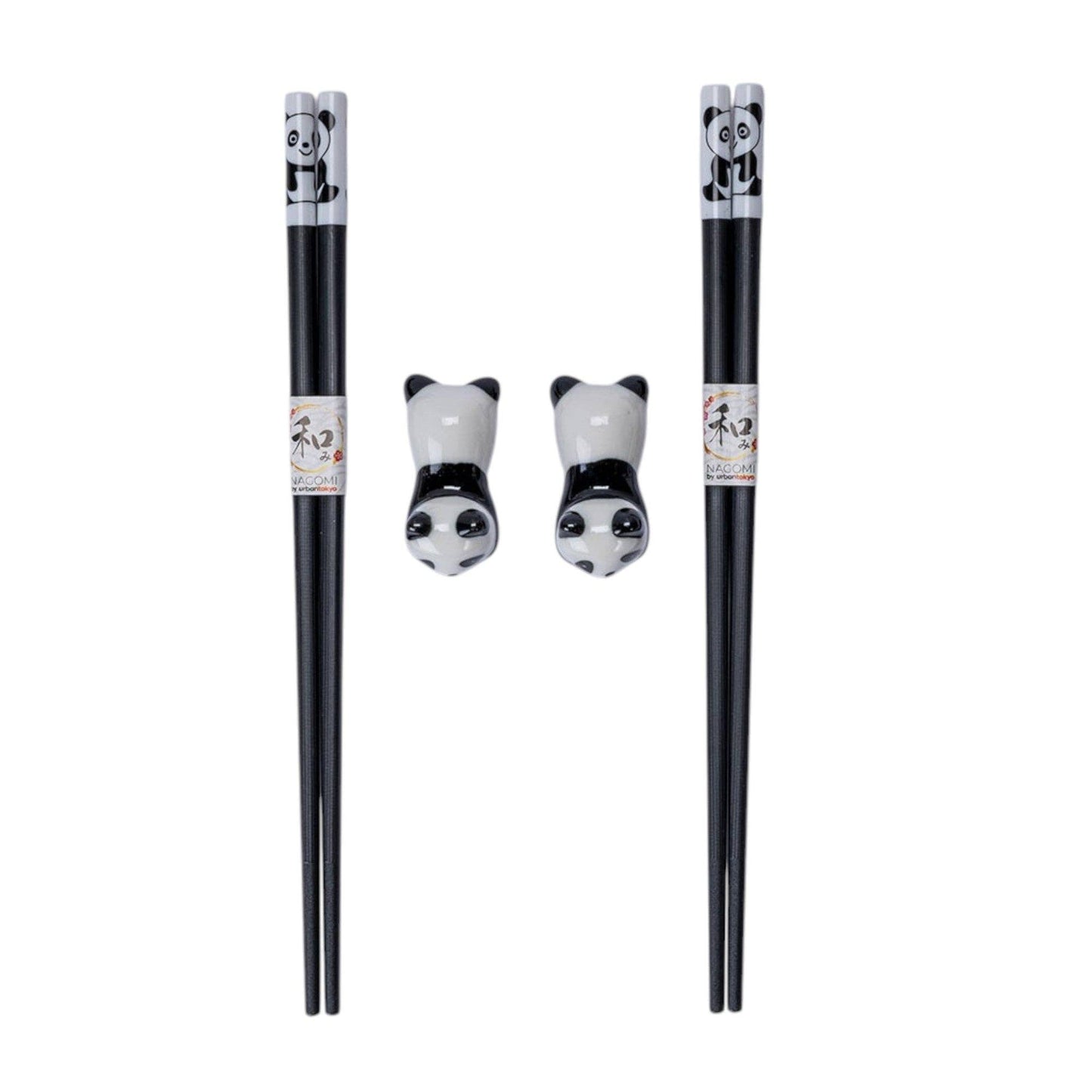 Panda Cat 2 Pair Chopsticks and Chopsticks Rests Gift Set