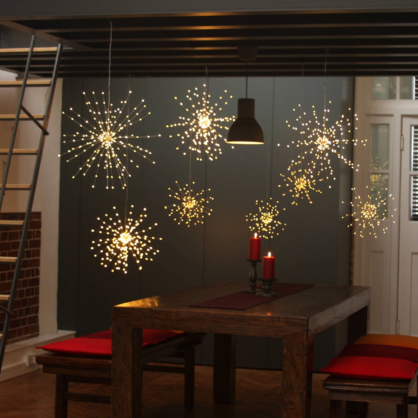 Hanging Starburst Light: Silver