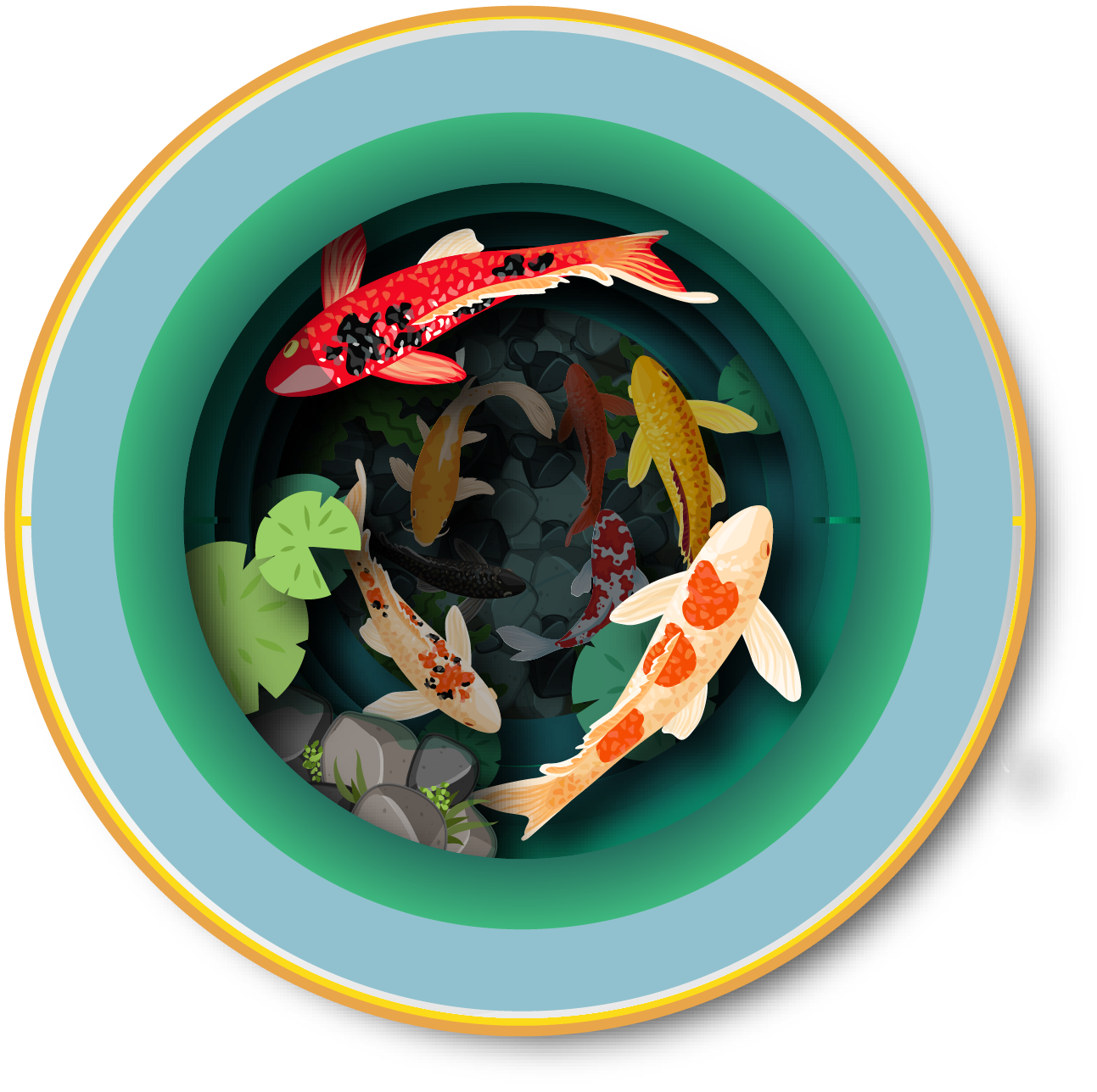 A cup of tea pop up card - KOI fishes