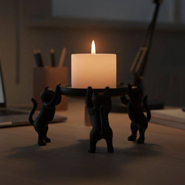 3 Cat Candle Holder