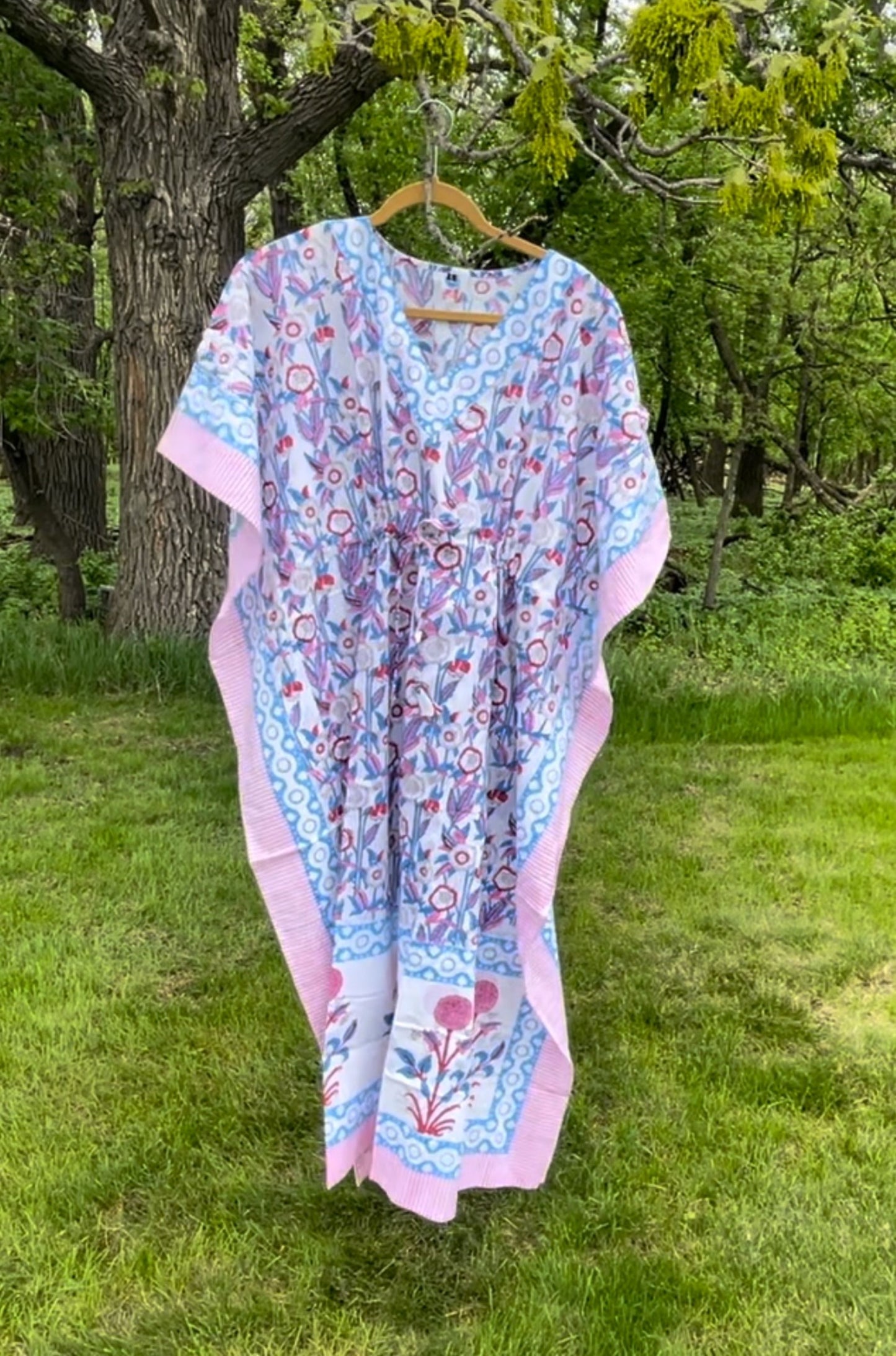 Blue & Pink Floral Kaftan
