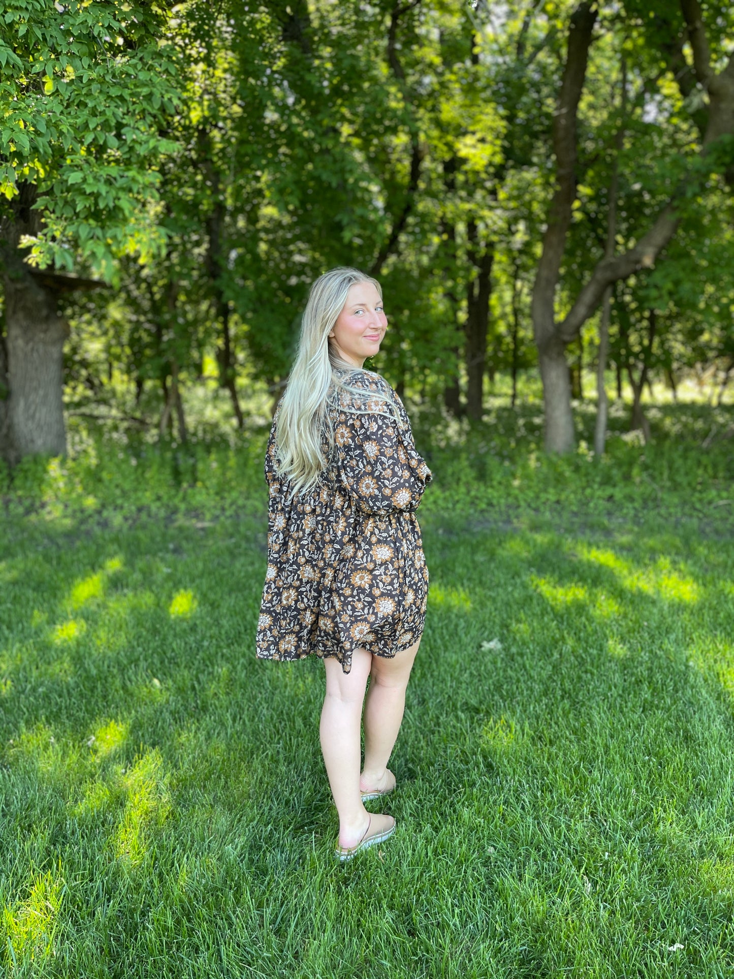 Cotton Hand block Dark floral Dress