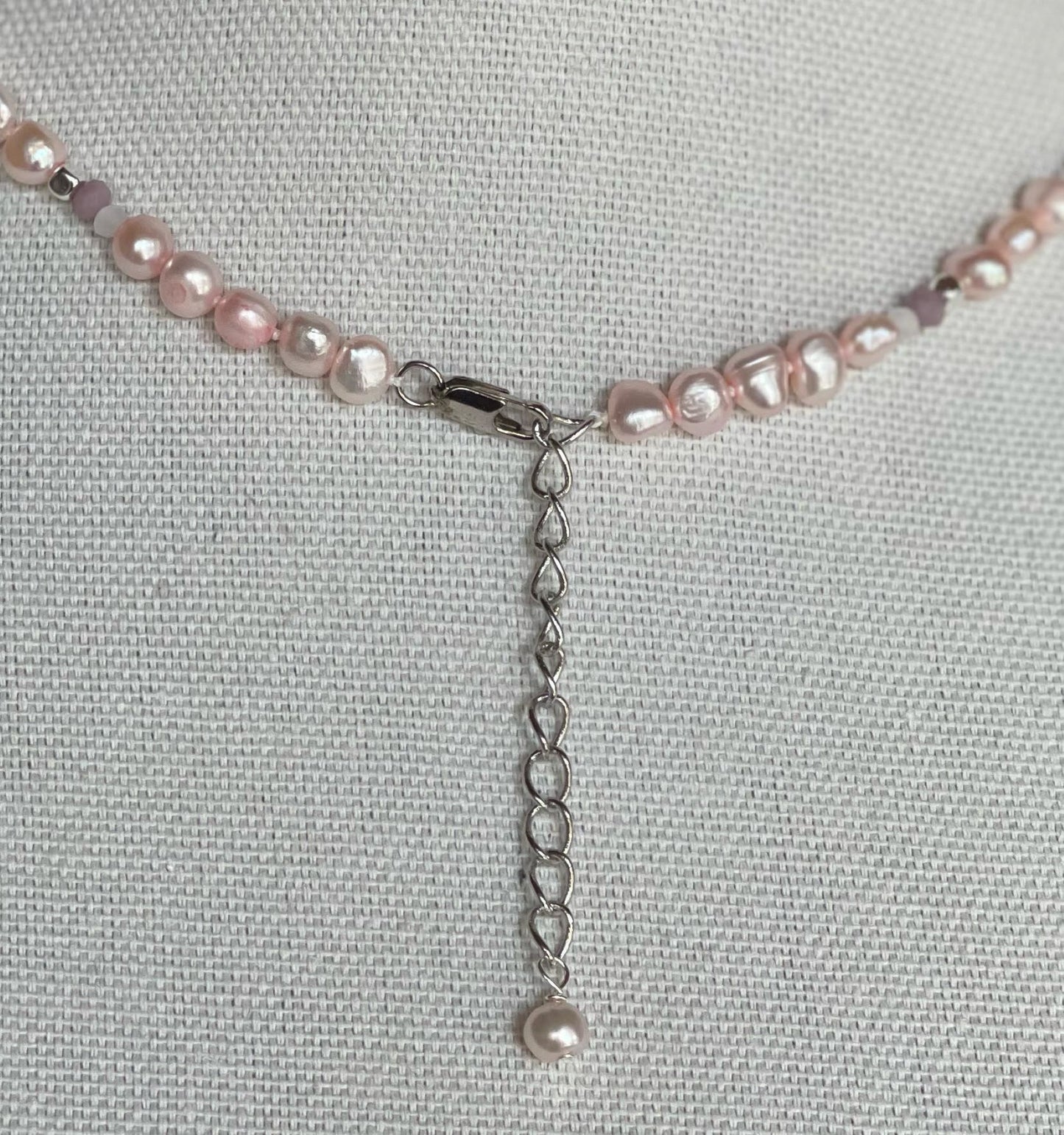 Pink Pearl & Silver Bead Necklace