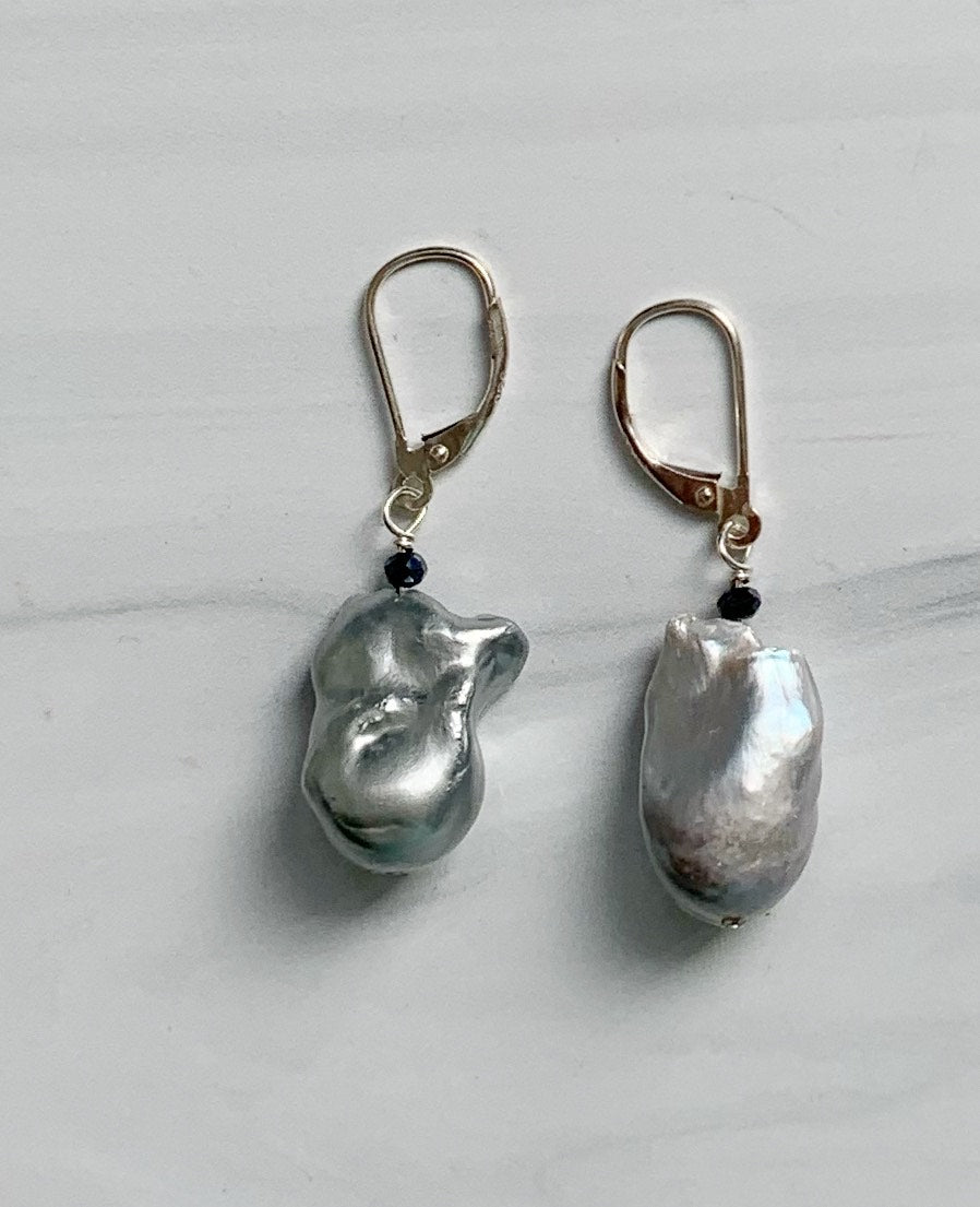 Gray Pearl Drop Earrings
