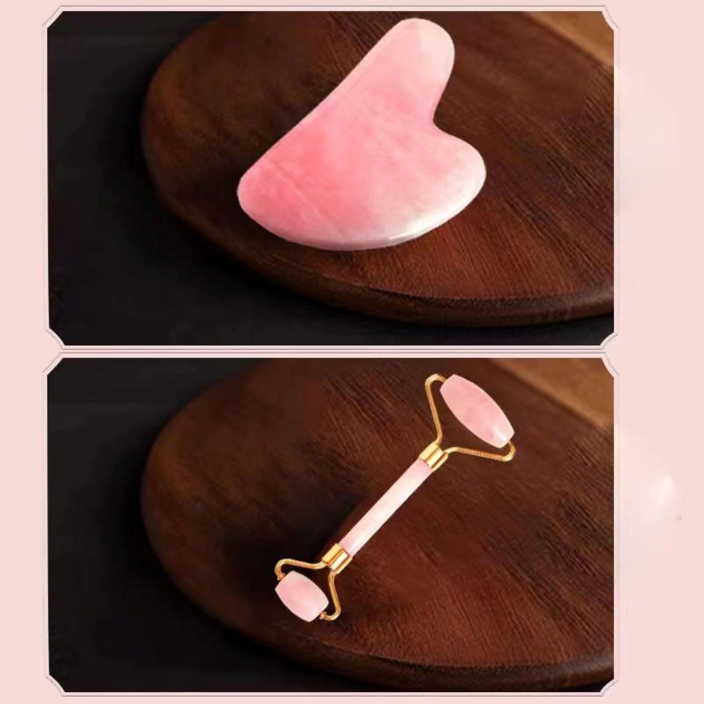 Rose Quartz Roller & Gua Sha Facial Lifting Tool