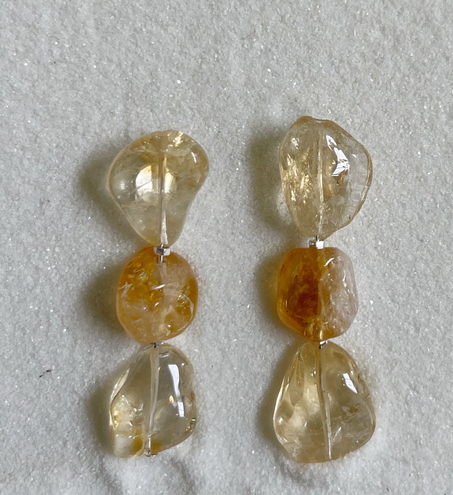 Raw Citrine Three Gemstone Earring