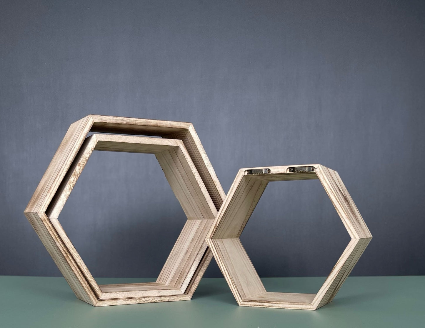 Hexagon Wooden Honeycomb Floating Shelves Set of 3