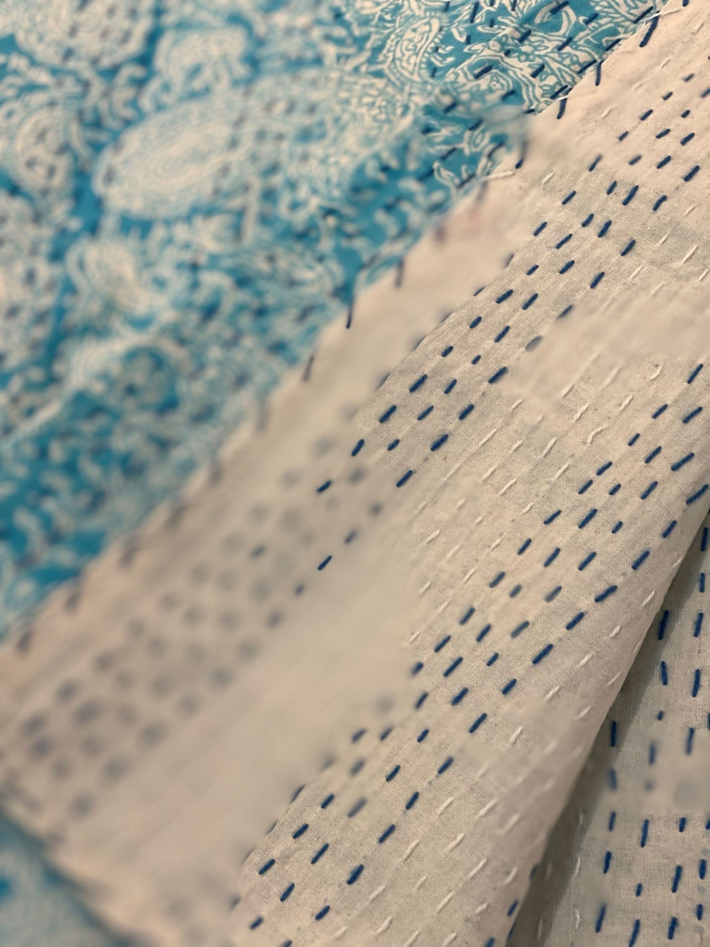 Block Printed Kantha Throw 90 X 108