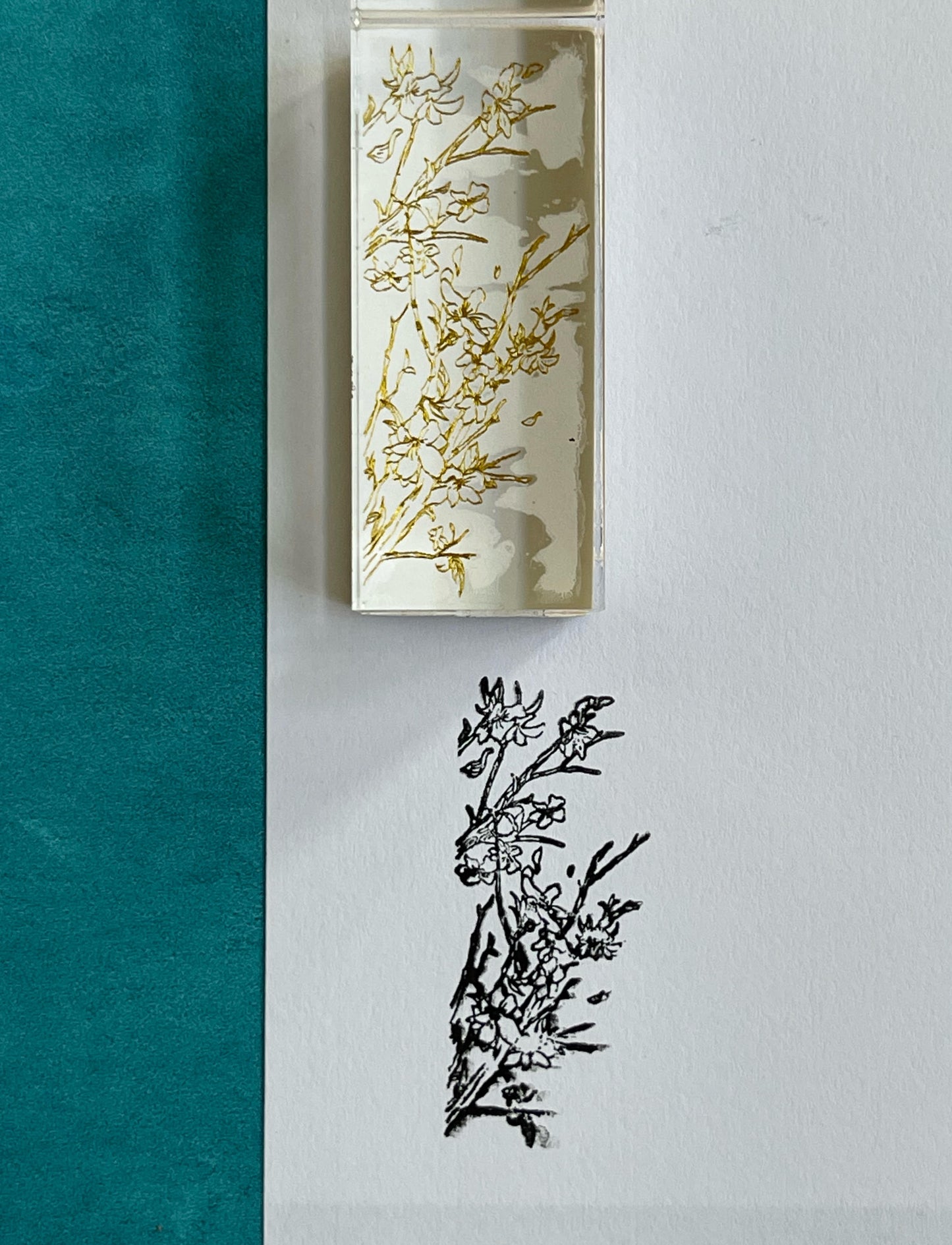 Spring Lucite Rubber Stamp