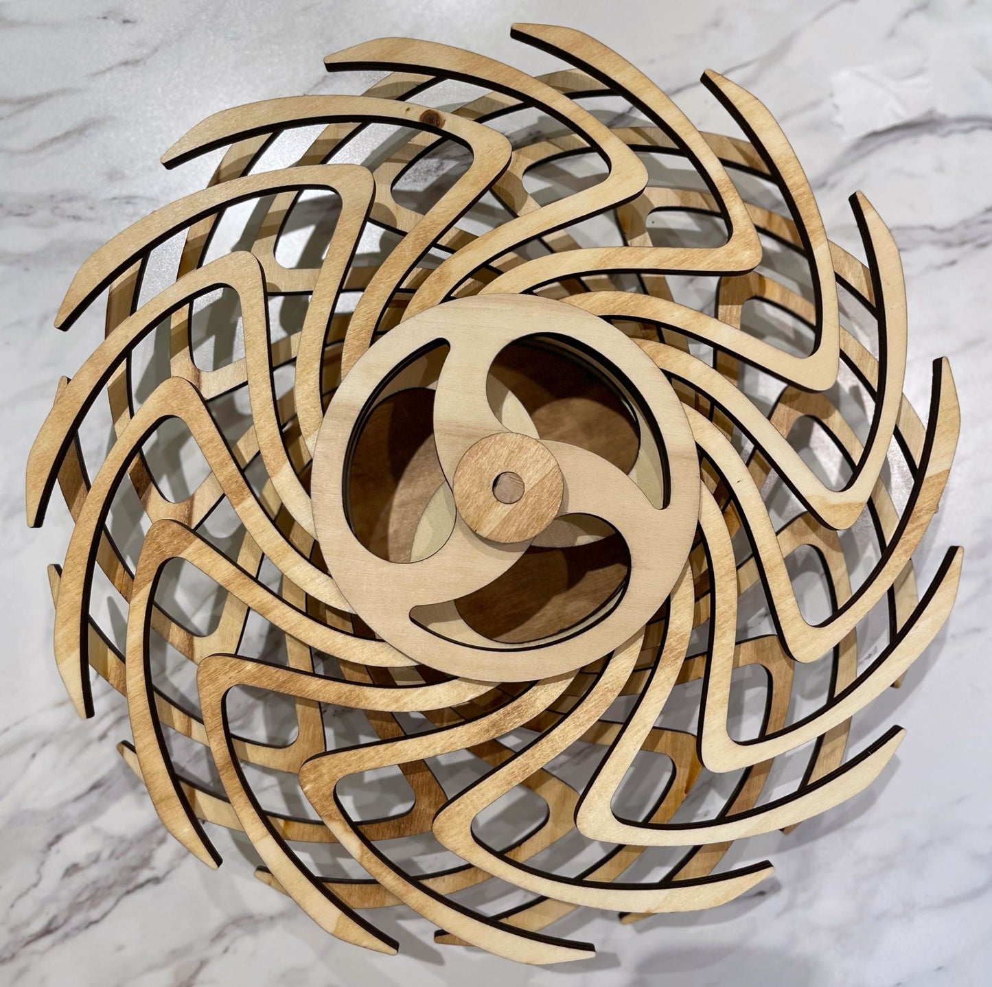 Handmade Wooden Kinetic Sculpture Whirling Windmill