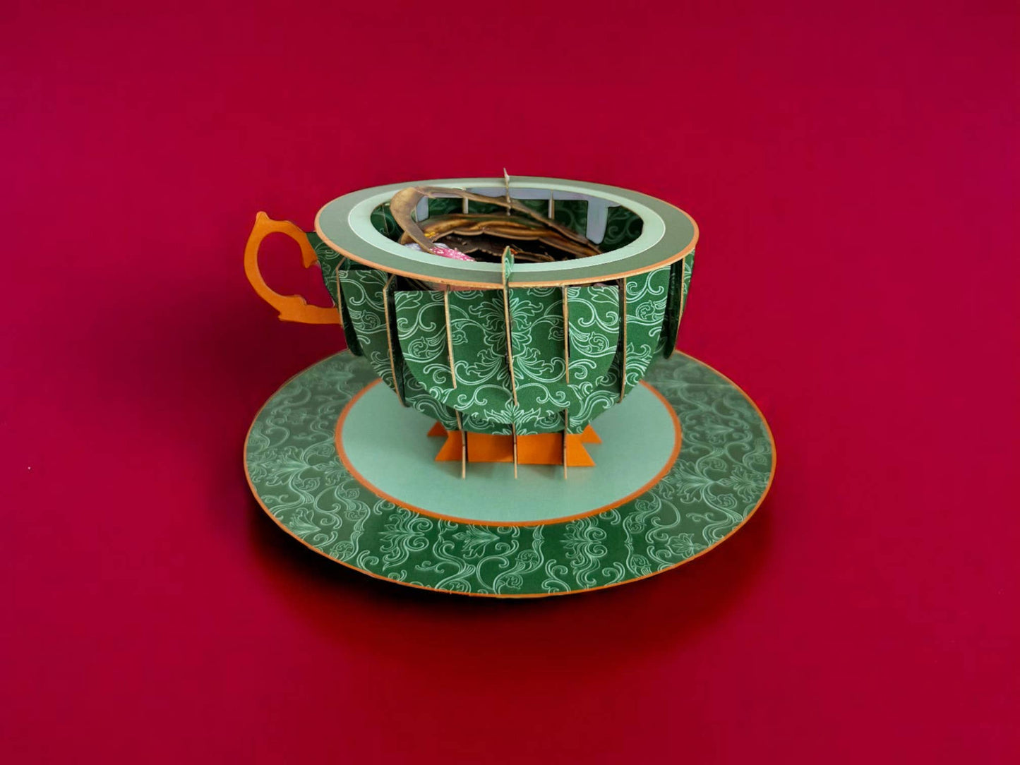 A cup of tea pop up card - Little girl