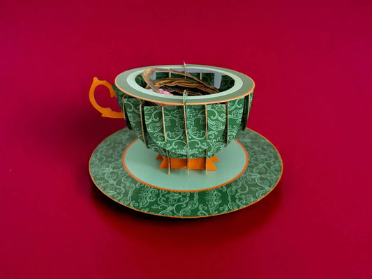 A cup of tea pop up card - Little girl