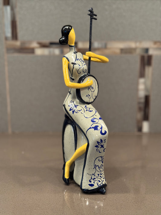 Traditional Asian Women Playing a Lute