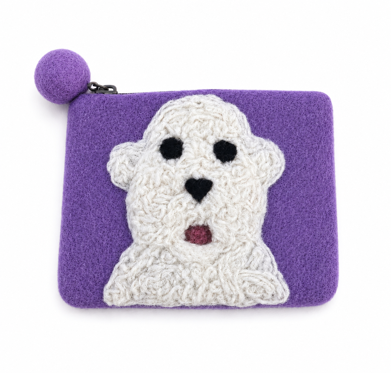 Handmade Felted Dog Zipper Coin Purse