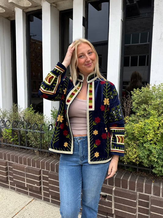 10O. Velvet Suzani Short Jacket