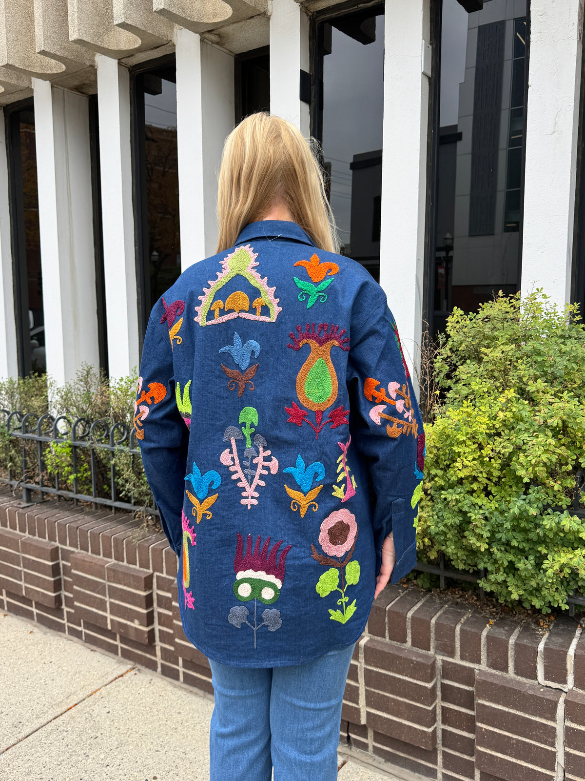 6. Denim Hand Embroidered Jacket