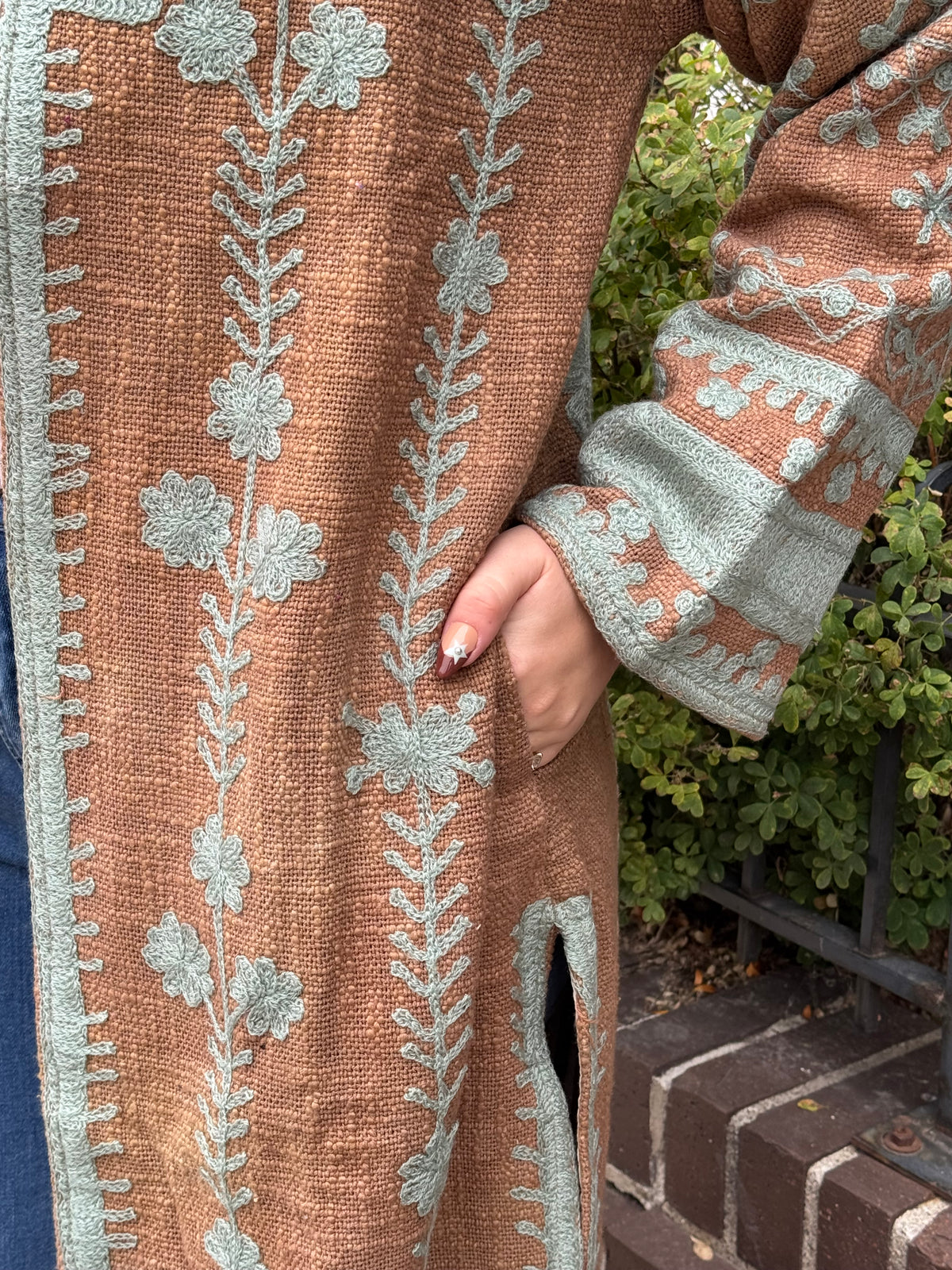 3D. Jute Suzani Long Jacket