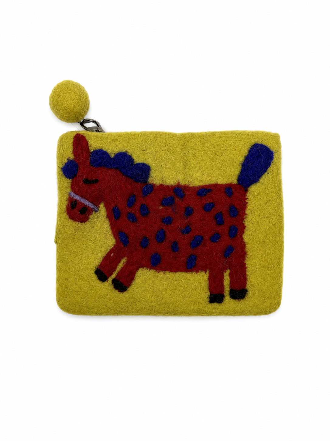 Handmade Felted Wool Spotted Horse Coin Purse