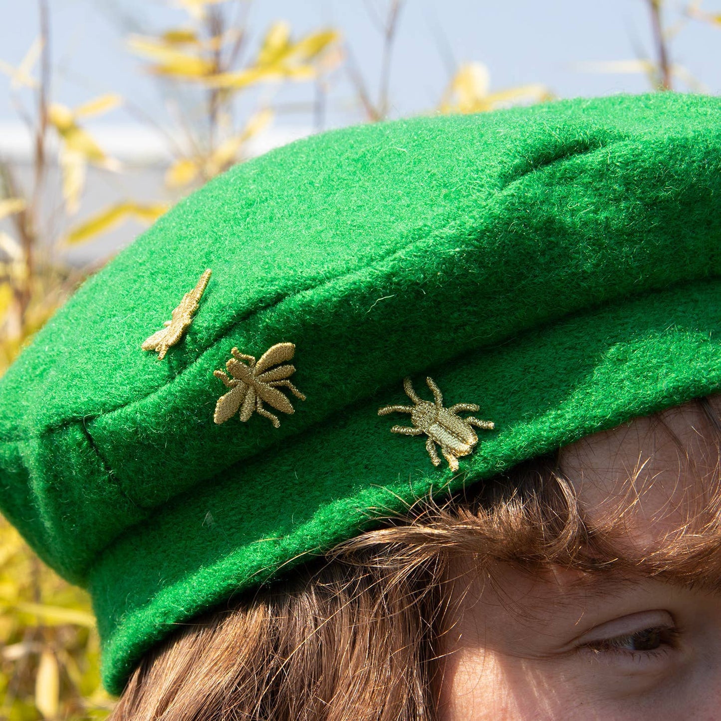 Golden Embroidered Brooches - 3 little Bugs