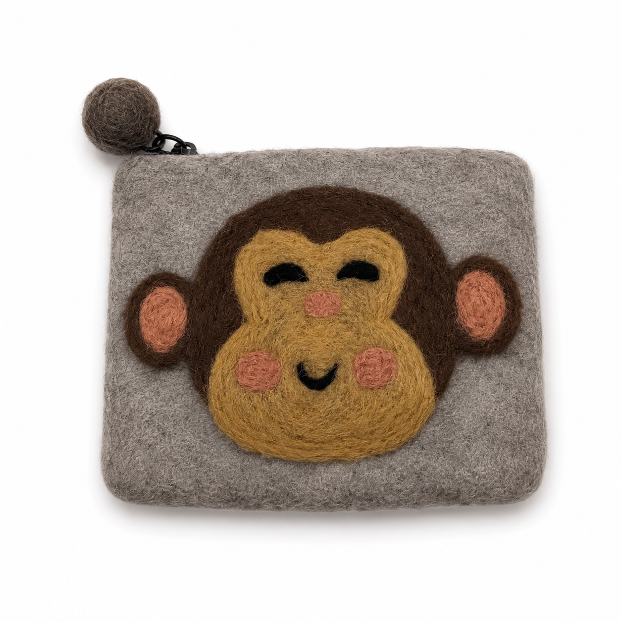 Handmade Felted Wool Monkey Coin Purse
