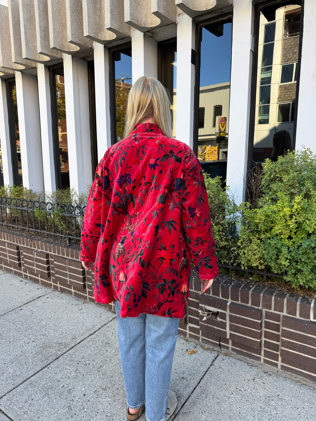 Velvet Free Size Colorful Bird Jacket