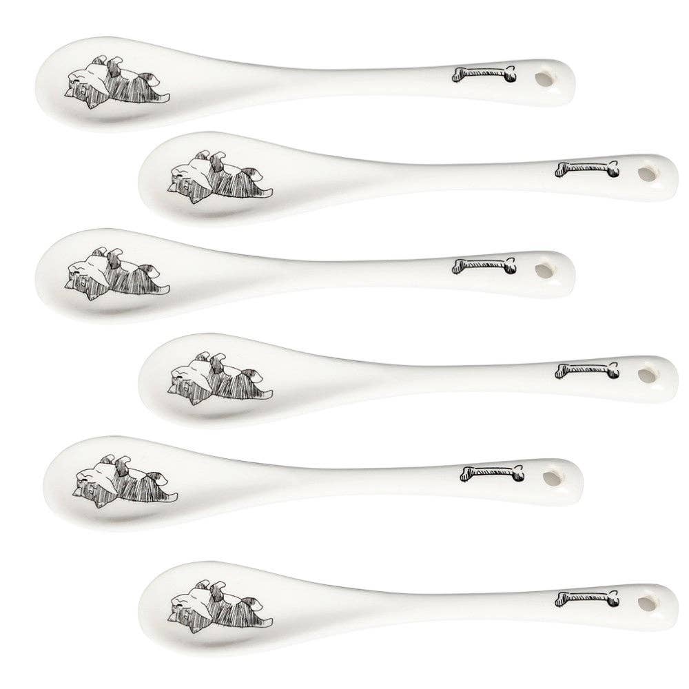 6 Piece Pack 4.75"L Porcelain Tea Spoon Shiba Inu Design