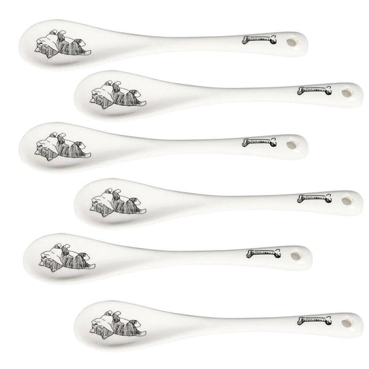 6 Piece Pack 4.75"L Porcelain Tea Spoon Shiba Inu Design