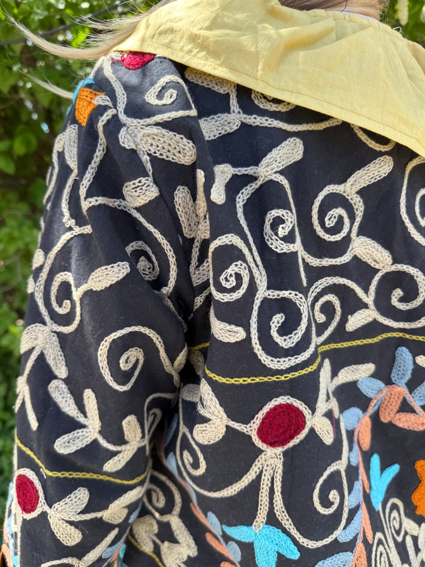 Embroidered Yellow Ruffle Jacket