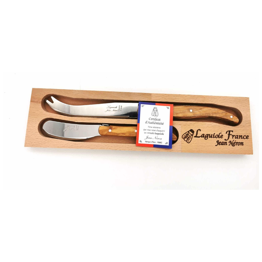 Laguiole ® Cheese Knife Duo, Olive wood