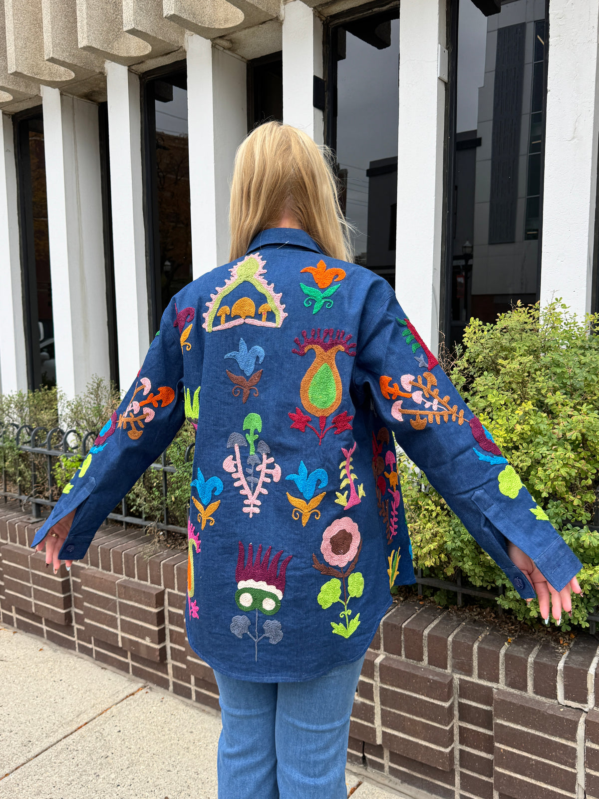 6. Denim Hand Embroidered Jacket