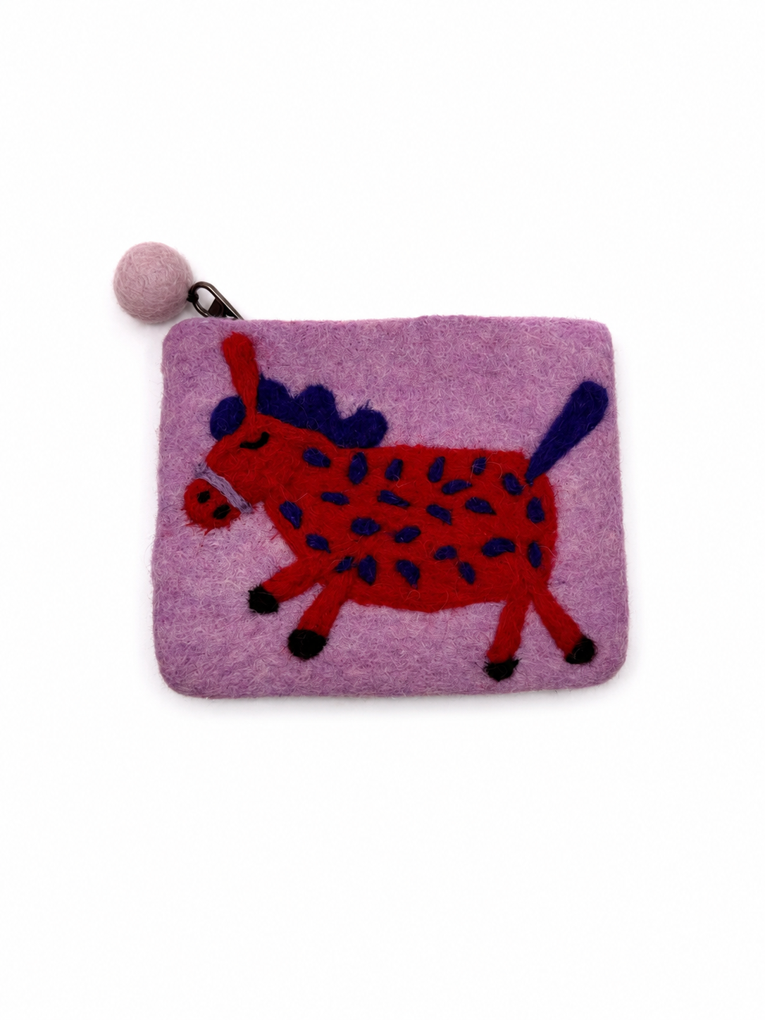 Handmade Felted Wool Spotted Horse Coin Purse