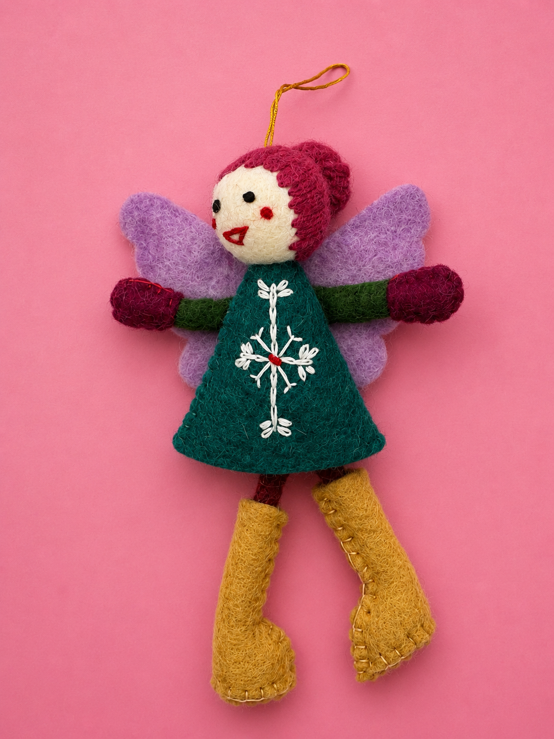 Handmade Felted Wood Redhead Doll
